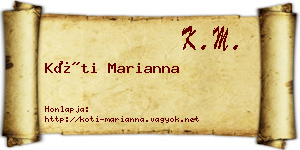 Kóti Marianna névjegykártya