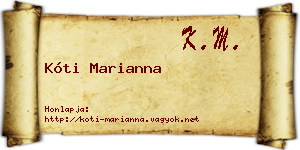 Kóti Marianna névjegykártya