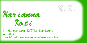 marianna koti business card